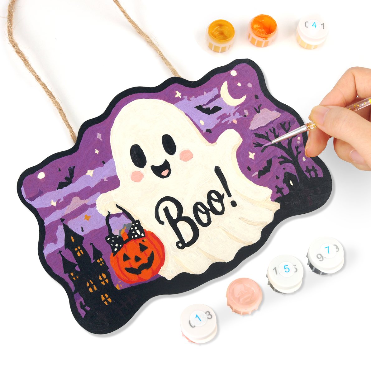 Halloween Spook – Schilder op Nummer Houten Hanger