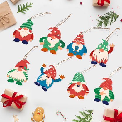 8 XL Schilder op Nummer Kersthangers - Vrolijke Kerstkabouter Set