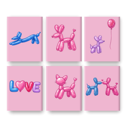 6 Mini Paintings | Ballondieren Set- Schilderen op nummers