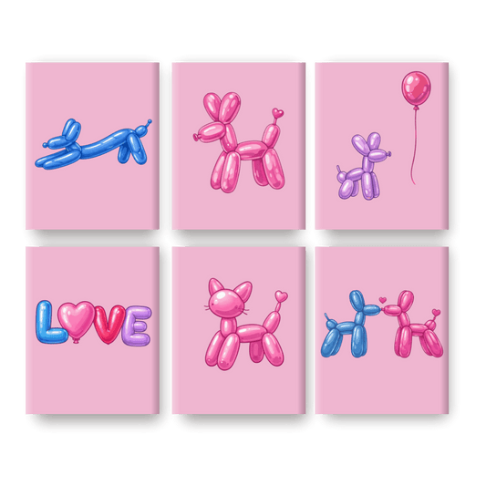 6 Mini Paintings | Ballondieren Set- Schilderen op nummers