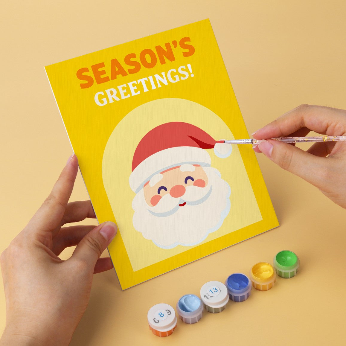 6 Houten Plaat Mini Paintings – Kerstwensen Set
