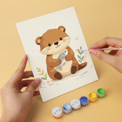 6 Houten Plaat Mini Paintings – Kleine Dierenvriendjes Set