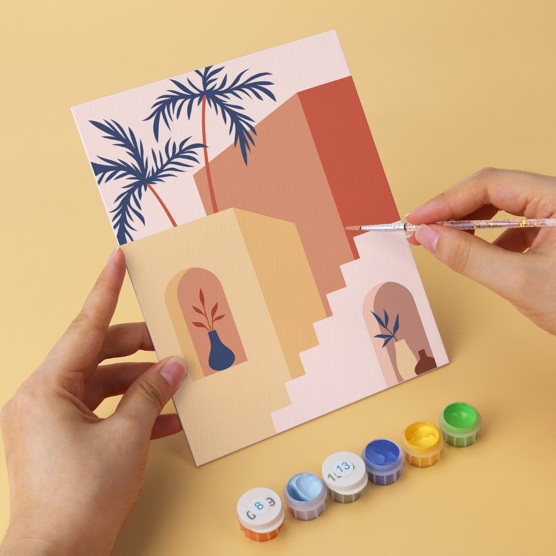 6 Houten Plaat Mini Paintings – Woestijndeuren Set