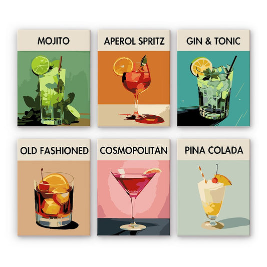 Schilder Op Nummers - 6 Mini Paintings | Cocktail Deluxe set
