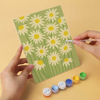 6 Houten Plaat Mini Paintings – Krachtige Bloemen Set