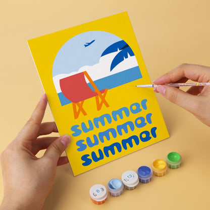6 Houten Plaat Mini Paintings – Zomerse Zonsondergang Set