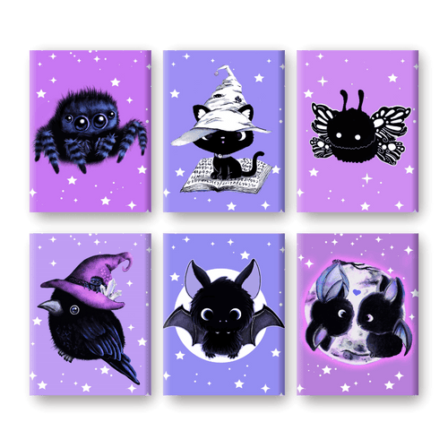 Schilder Op Nummers - 6 Mini Paintings | Sweet Gothic Creatures - By Tiny Tami