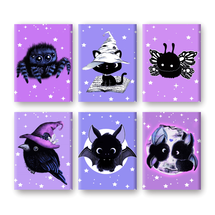 Schilder Op Nummers   6 Mini Paintings | Sweet Gothic Creatures   By Tiny Tami