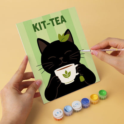 6 Houten Plaat Mini Paintings – Koffie & Snorharen Set