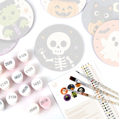 Schilder op Nummer Onderzetters – Schattig Halloween Set