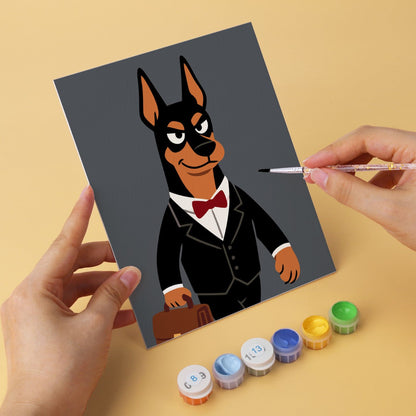 6 Houten Plaat Mini Paintings – Deftige Honden Set