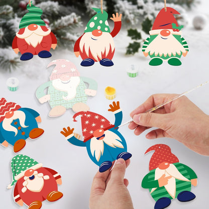 8 XL Schilder op Nummer Kersthangers - Vrolijke Kerstkabouter Set
