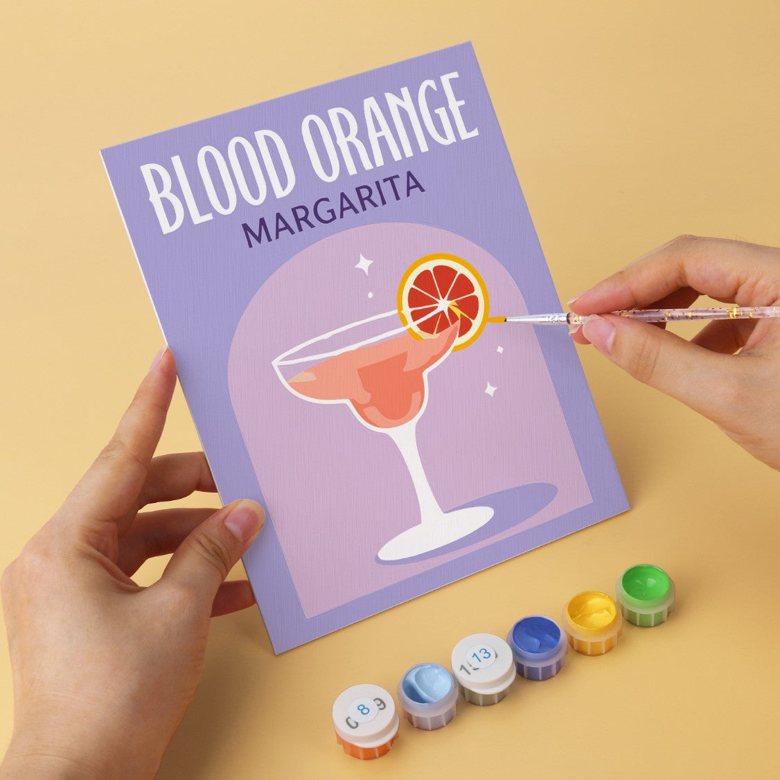 6 Houten Plaat Mini Paintings – Kleurrijke Cocktails Set
