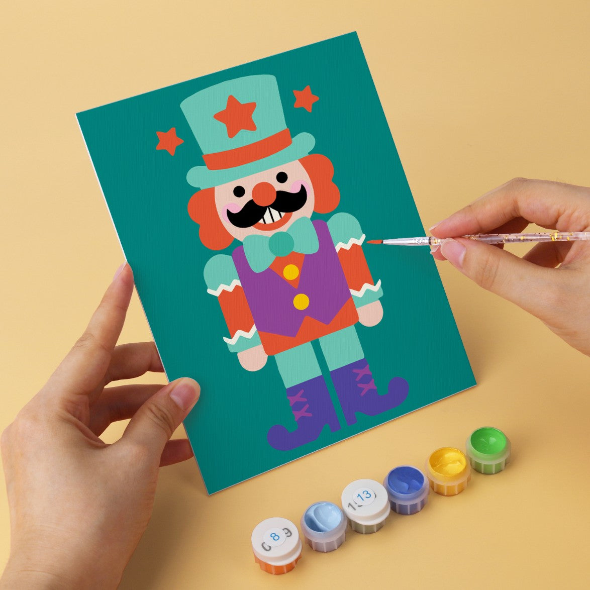 6 Houten Plaat Mini Paintings – Notenkraker Set