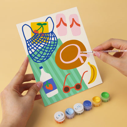 6 Houten Plaat Mini Paintings – Tropische Vakantie Set
