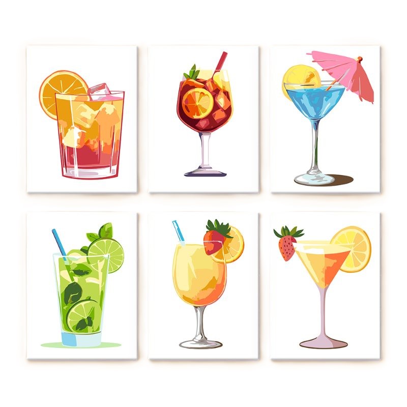6 Mini Paintings | Zomer Cocktails set