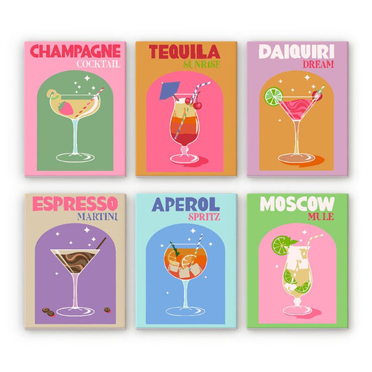 Schilder Op Nummers - 6 Mini Paintings | Sip & Paint Cocktail set