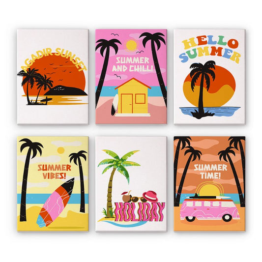 Schilder Op Nummers - 6 Mini Paintings | Zomer set