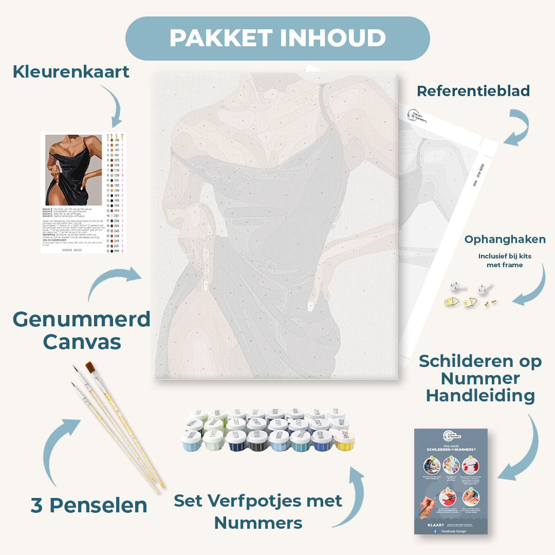 Elegante vrouw in jurk Schilder op nummers | Schilderen op Nummer