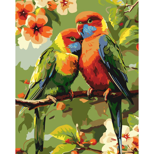 Schilder Op Nummers - 2 Gekleurde Vogels