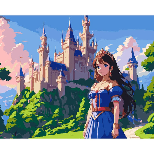 Schilder Op Nummers - Anime Prinses bij Kasteel