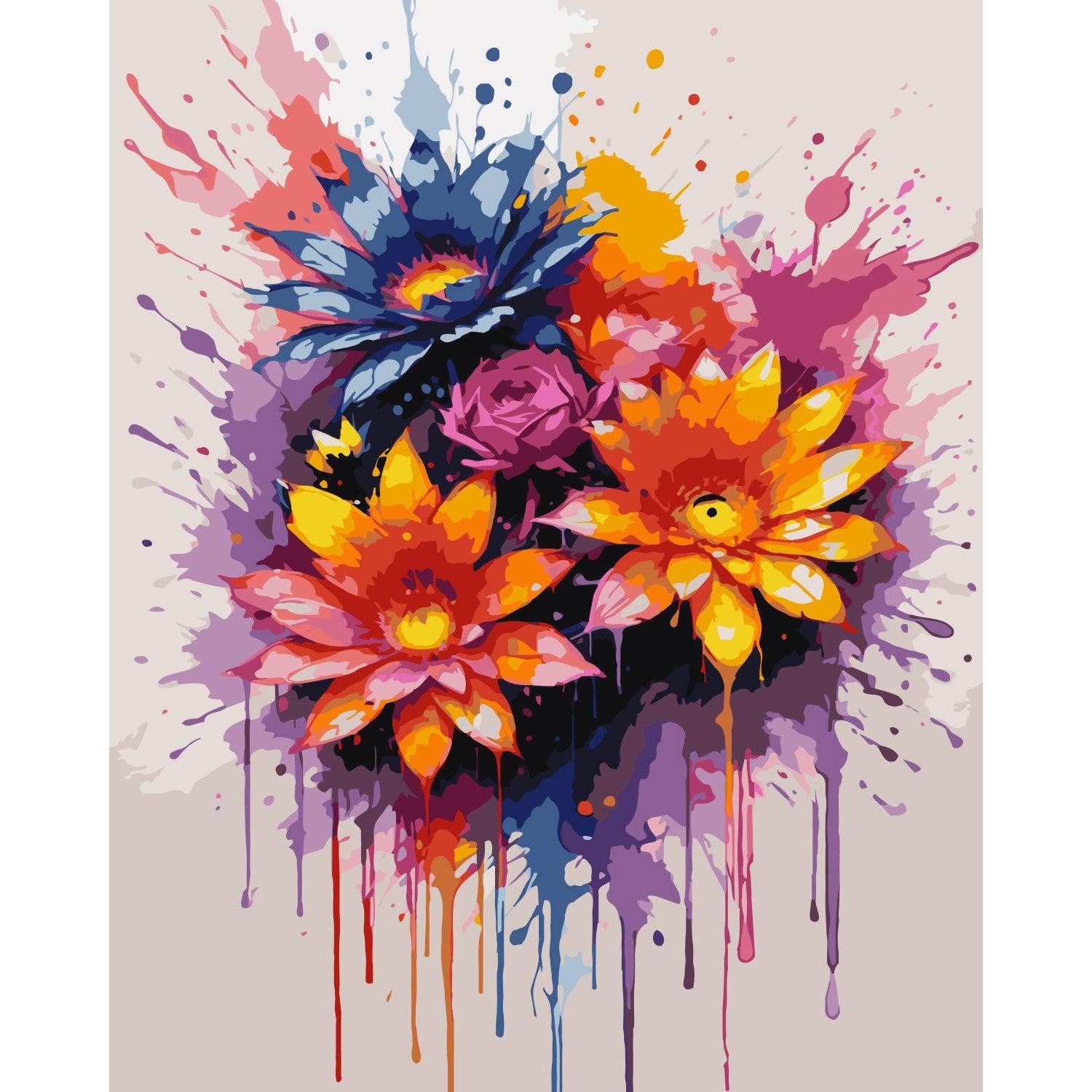 Schilder Op Nummers - Bloemen - Color Splash