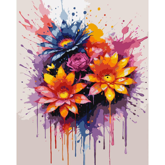 Schilder Op Nummers - Bloemen - Color Splash