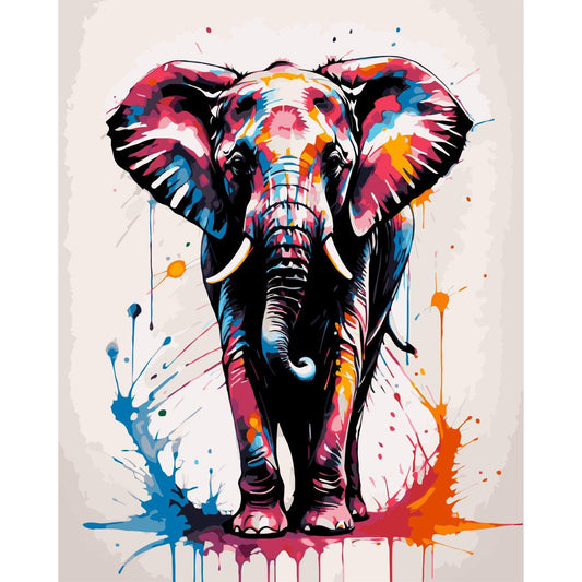 Schilder Op Nummers - Olifant - Color Splash