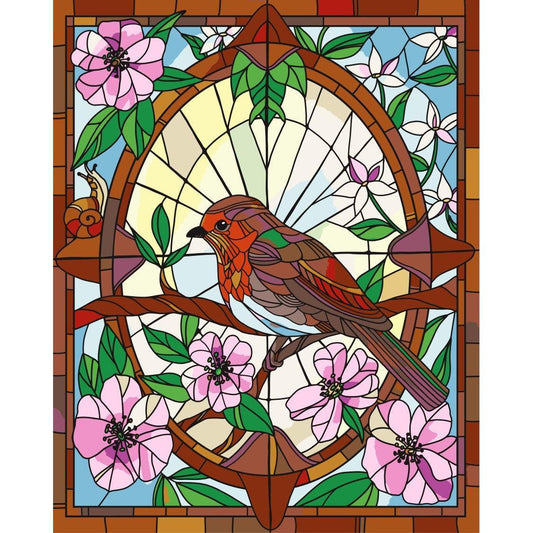 Schilder Op Nummers - Glasschilderij Roodborstje - by Anneke Schipper