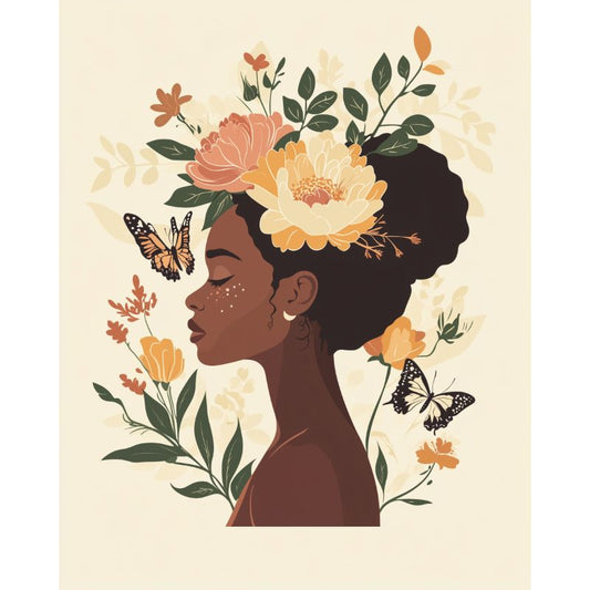 Schilder Op Nummers - Afrikaanse bloemen dame