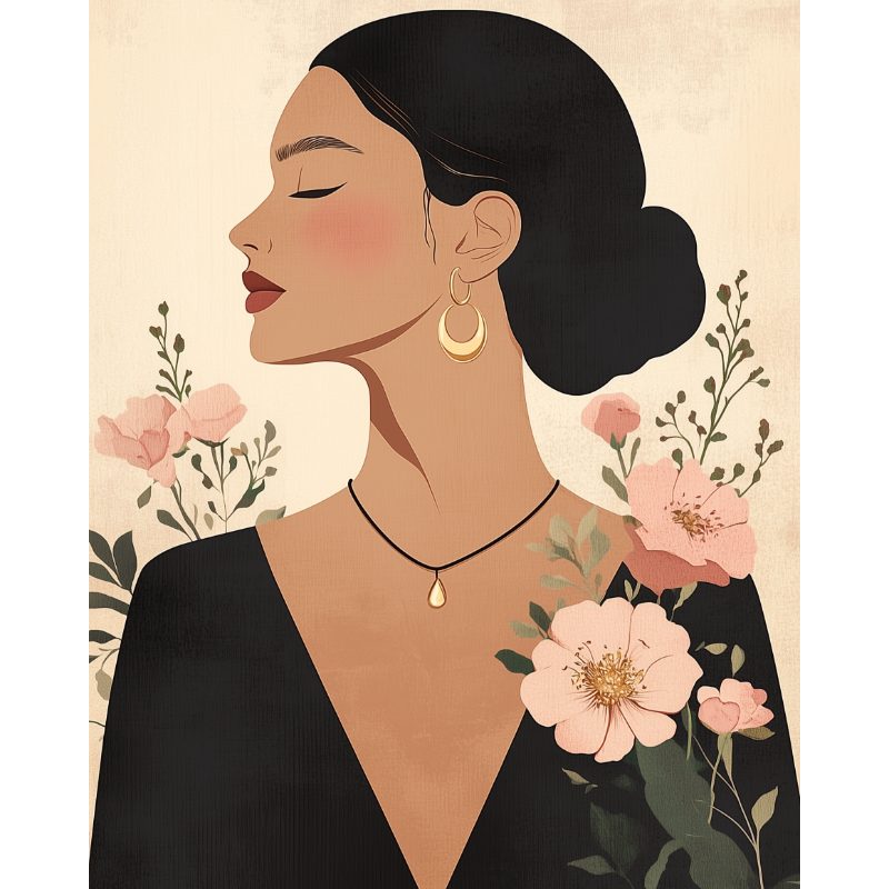 Schilder Op Nummers - Elegante bloemen dame