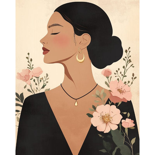 Schilder Op Nummers - Elegante bloemen dame