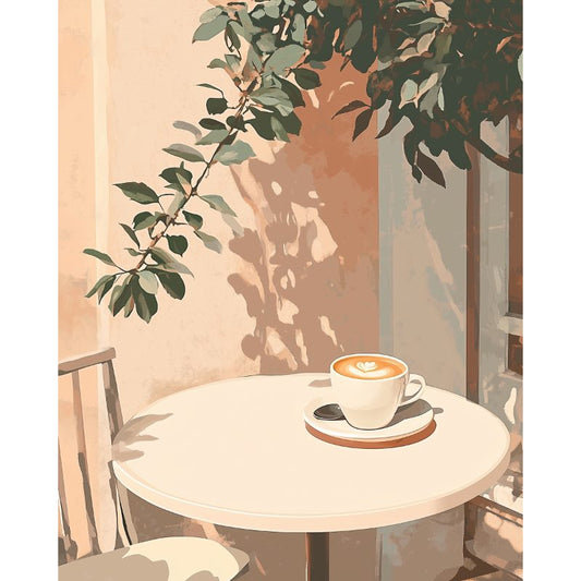 Schilder Op Nummers - Ochtend koffie | Voltooid Kunstwerk