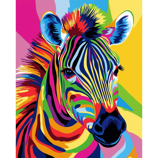 Schilder Op Nummers - Abstracte Kleurrijke Zebra
