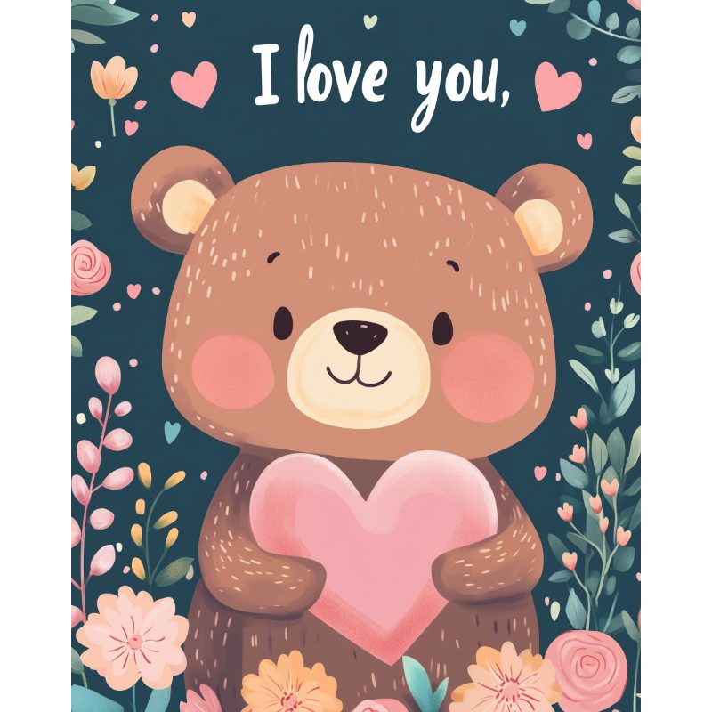Schilder Op Nummers - Valentijns beertje
