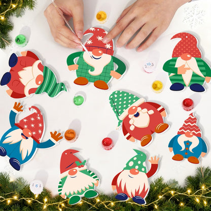 8 XL Schilder op Nummer Kersthangers - Vrolijke Kerstkabouter Set