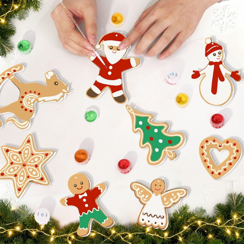 8 XL Schilder op Nummer Kersthangers - Peperkoek Kerst Set