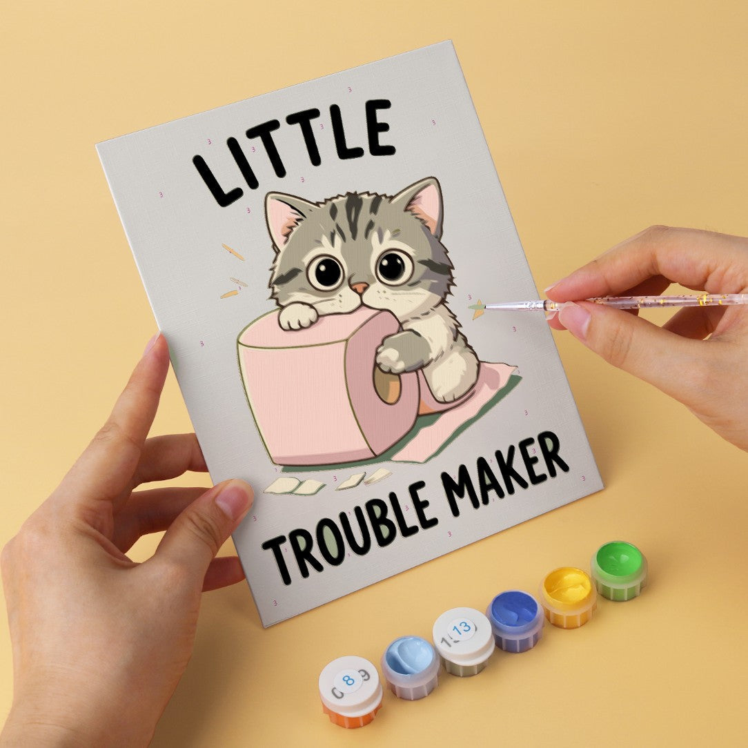 6 Houten Plaat Mini Paintings – Ondeugende Katten Set