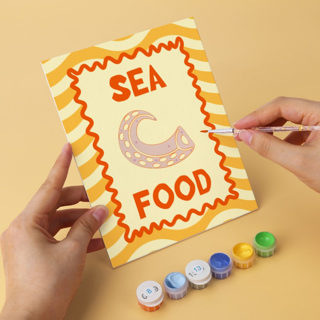 6 Houten Plaat Mini Paintings – Mediterrane Vangst Set