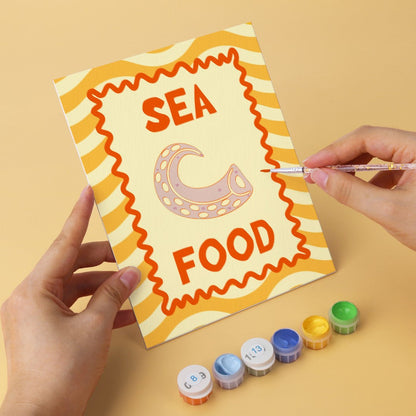 6 Houten Plaat Mini Paintings – Mediterrane Vangst Set