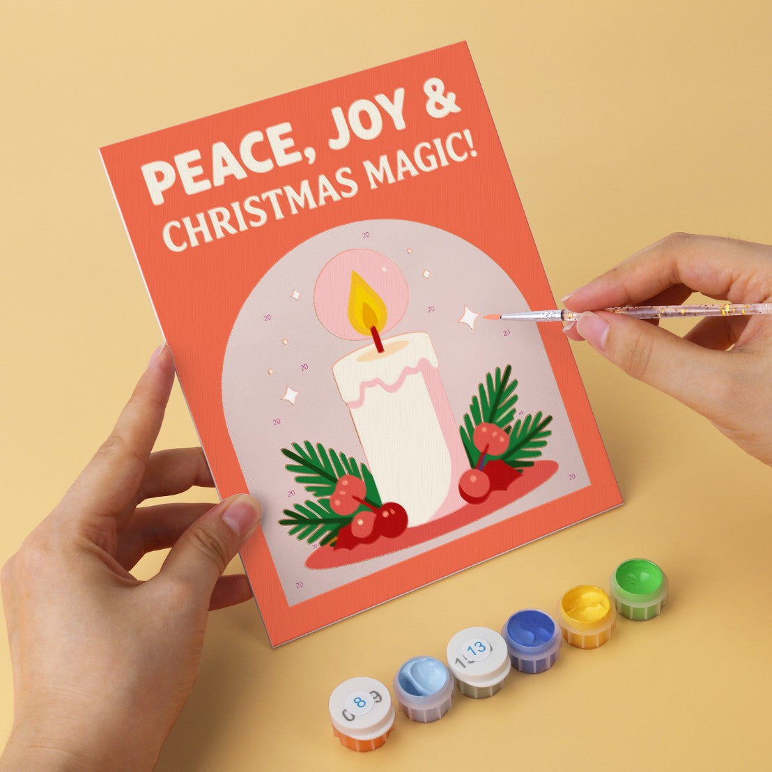 6 Houten Plaat Mini Paintings – Kerstwensen Set
