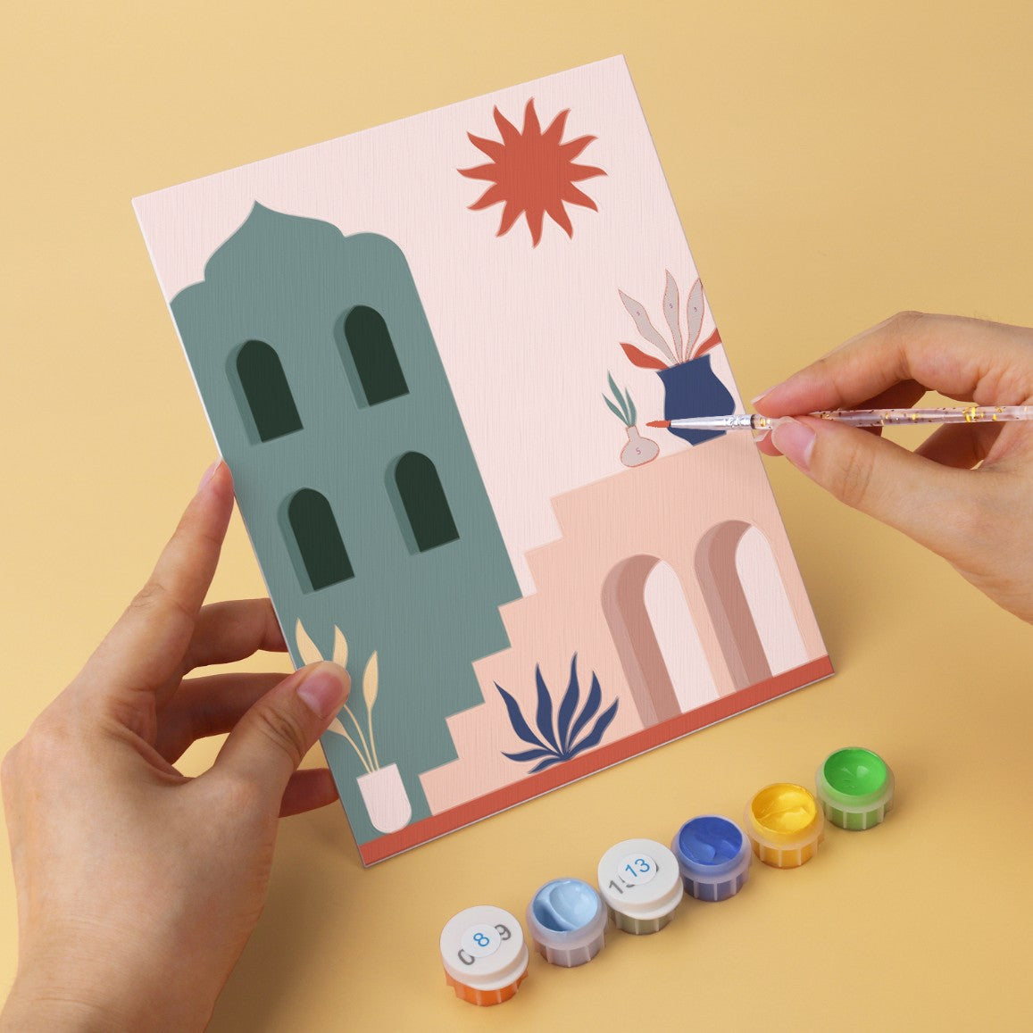 6 Houten Plaat Mini Paintings – Woestijndeuren Set