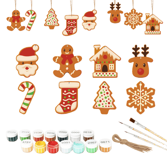 8 Schilder op Nummer Kersthangers - Kerstkoekjes set