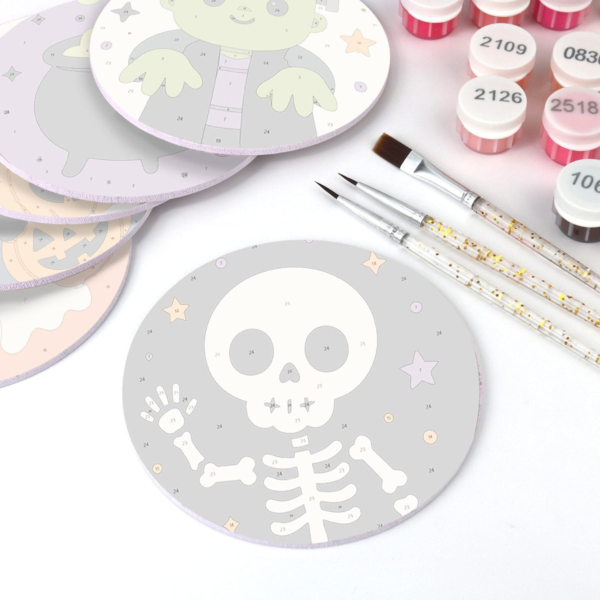 Schilder op Nummer Onderzetters – Schattig Halloween Set
