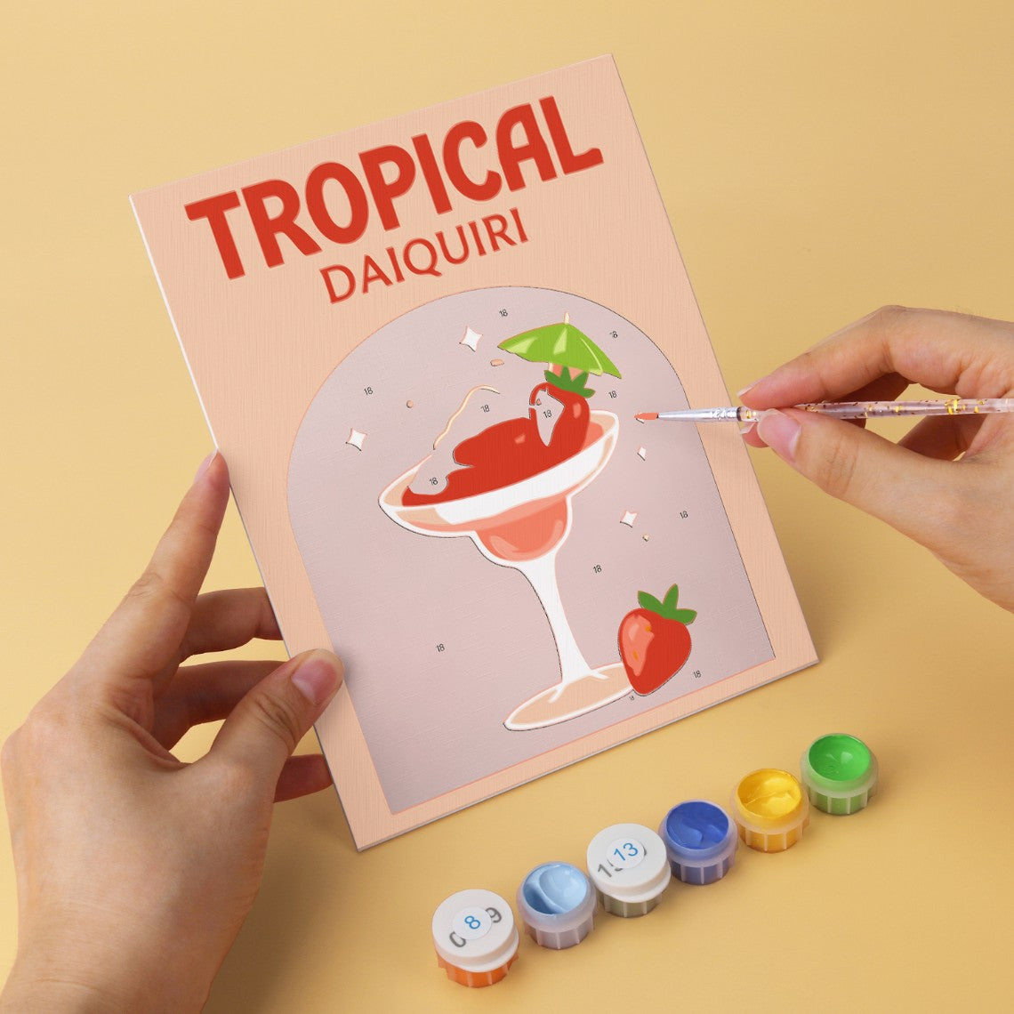 6 Houten Plaat Mini Paintings – Kleurrijke Cocktails Set