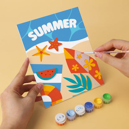 6 Houten Plaat Mini Paintings – Zomerse Zonsondergang Set