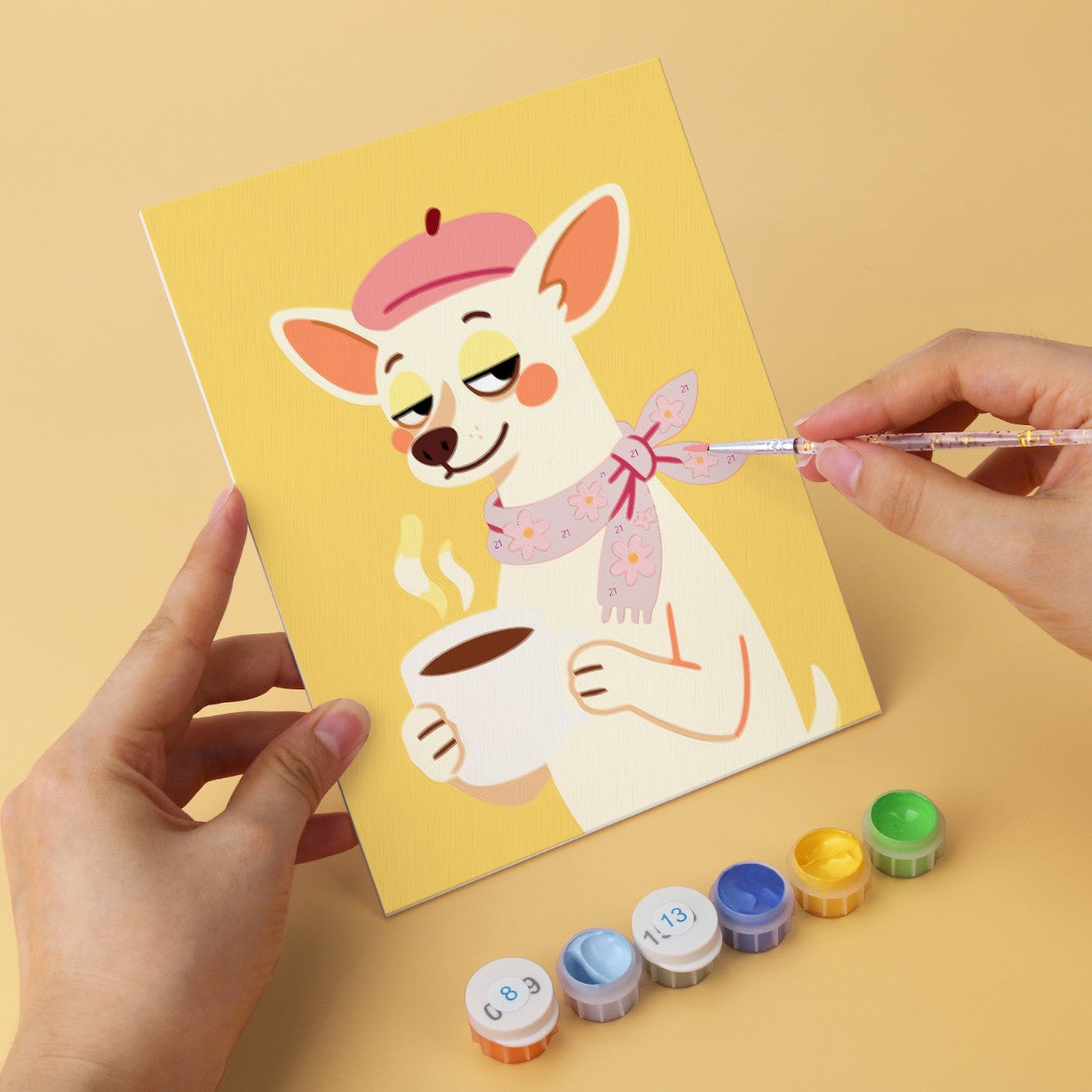 6 Houten Plaat Mini Paintings – Deftige Honden Set