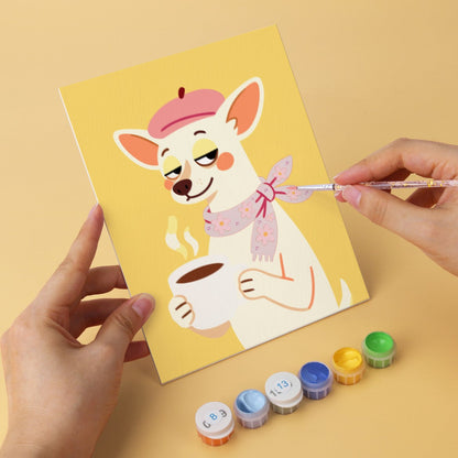 6 Houten Plaat Mini Paintings – Deftige Honden Set