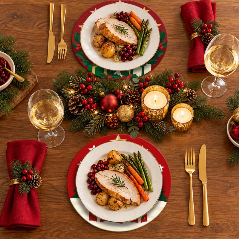 Schilder op Nummer Placemats – Klassieke Kerst Set