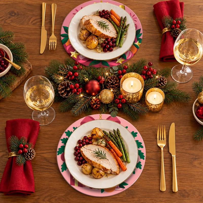 Schilder op Nummer Placemats – Kerst in Roze Set